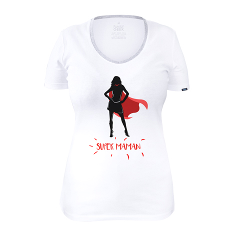 Super Maman - T-shirt Femme - Coton - Blanc Super Maman - T-shirt Femme - Coton - Blanc