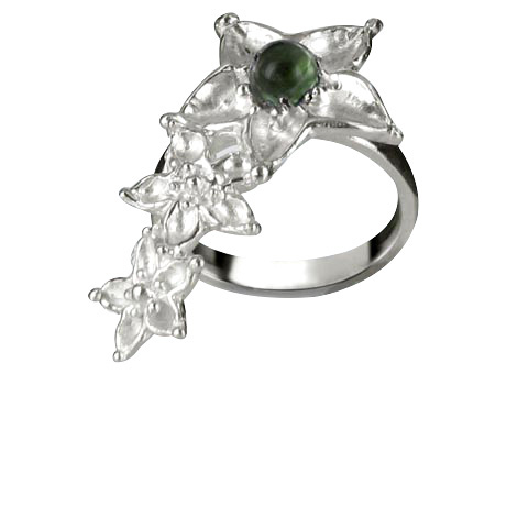 Bouquet de fleurs bague main gauche - Agate verte Bouquet de fleurs bague main gauche - Agate verte