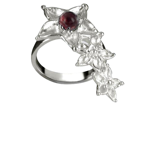 Bouquet de fleurs bague main droite - Grenat Bouquet de fleurs bague main droite - Grenat