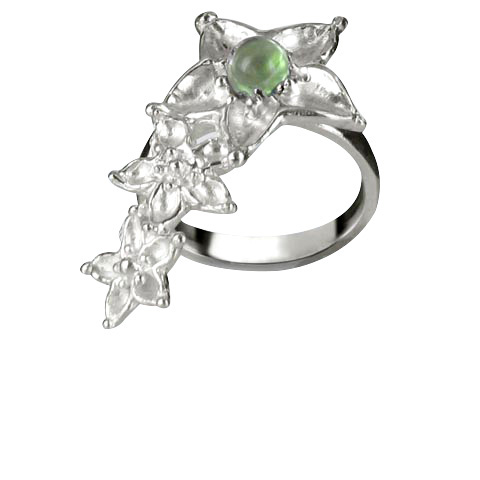 Bouquet de fleurs bague main gauche - Peridot vert pastel Bouquet de fleurs bague main gauche - Peridot vert pastel