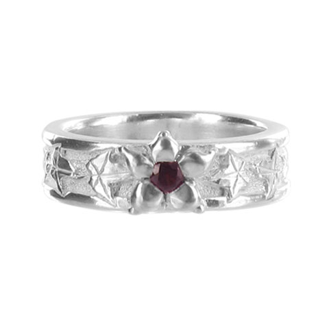 Lierre et fleur cœur de grenat - Bague Lierre et fleur cœur de grenat - Bague