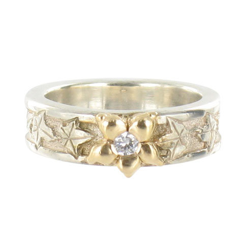 Lierre et fleur or jaune - Diamant - Bague Lierre et fleur or jaune - Diamant - Bague