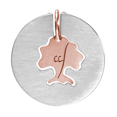 Sylvoë duo Or rose et argent - pendentif personnalisé Sylvoë duo Or rose et argent - pendentif personnalisé