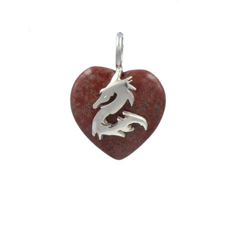 Coeur de Sylve - Dragon Jaspe rouge - Pendentif Coeur de Sylve - Dragon Jaspe rouge - Pendentif