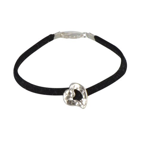 Mini coeur argent 925ème - bracelet suédine Mini coeur argent 925ème - bracelet suédine