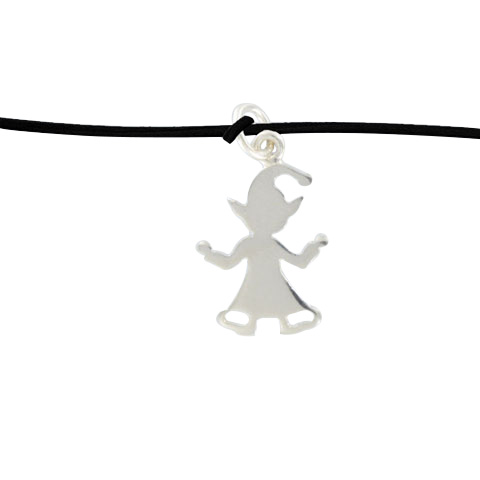 Collier Demoiselle Elfe argent 925ème et cordon suédine noir Collier Demoiselle Elfe argent 925ème et cordon suédine noir