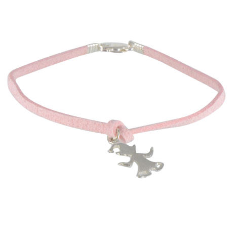 Demoiselle Elfe - Bracelet argent 925ème et cordon suédine rose Demoiselle Elfe - Bracelet argent 925ème et cordon suédine rose