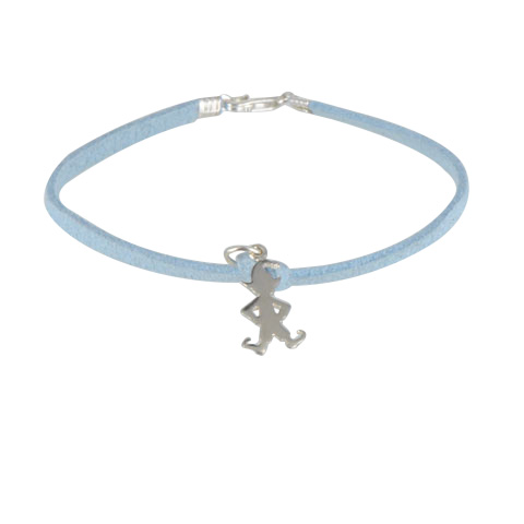 Lutin Mutin - Bracelet argent 925ème et cordon suédine bleu Lutin Mutin - Bracelet argent 925ème et cordon suédine bleu