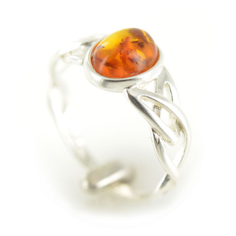 Celtique - bague argent 925eme et ambre cognac Celtique - bague argent 925eme et ambre cognac
