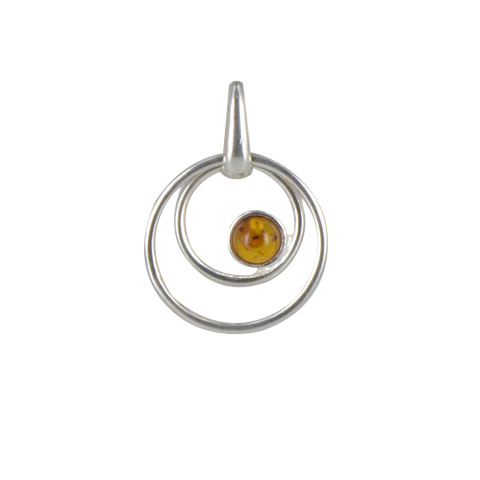 Solen - pendentif argent 925eme et ambre cognac Solen - pendentif argent 925eme et ambre cognac