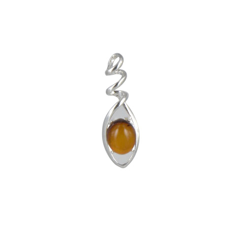 Drev - pendentif argent 925eme et ambre cognac 1,8g Drev - pendentif argent 925eme et ambre cognac 1,8g