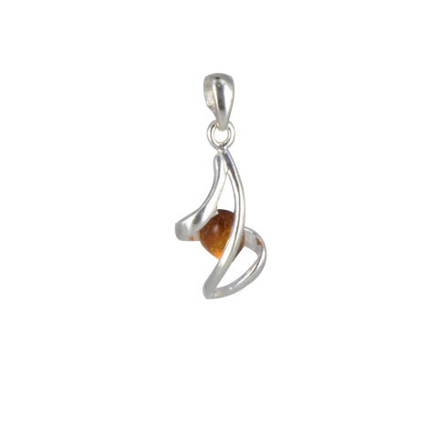 Bryn - pendentif argent 925eme et ambre cognac 2,3g Bryn - pendentif argent 925eme et ambre cognac 2,3g