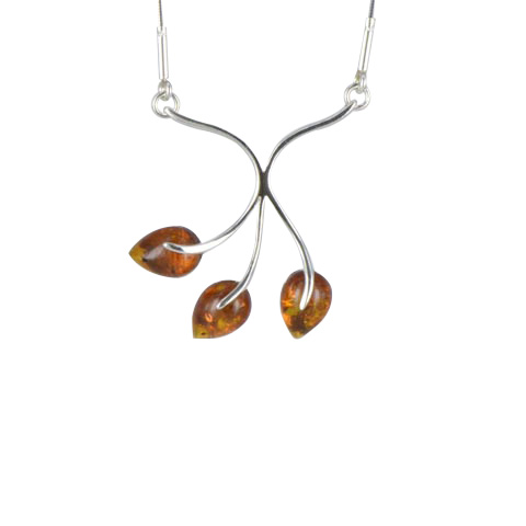 Veia - collier argent 925eme et ambre cognac Veia - collier argent 925eme et ambre cognac