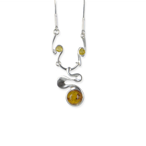 Ceilyn - collier argent 925eme et ambre cognac/jaune Ceilyn - collier argent 925eme et ambre cognac/jaune