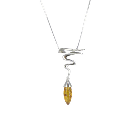 Geilys - collier argent 925eme et ambre cognac Geilys - collier argent 925eme et ambre cognac