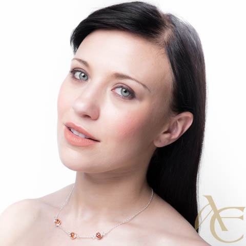 Shona trio - collier argent 925eme et ambre cognac Shona trio - collier argent 925eme et ambre cognac