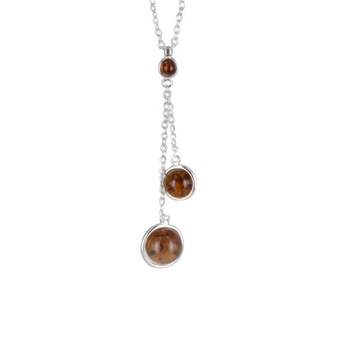 Oregan - collier argent 925eme et ambre cognac Oregan - collier argent 925eme et ambre cognac