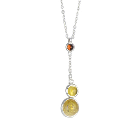 Oregan bicolore - collier argent 925eme et ambre cognac et jaune Oregan bicolore - collier argent 925eme et ambre cognac et jaune