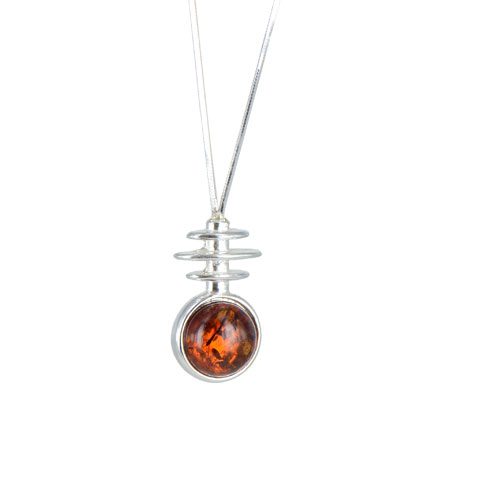 Dandyn - collier argent 925eme et ambre cognac Dandyn - collier argent 925eme et ambre cognac