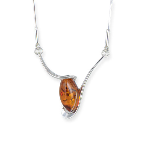 Cadell - collier argent 925eme et ambre cognac Cadell - collier argent 925eme et ambre cognac