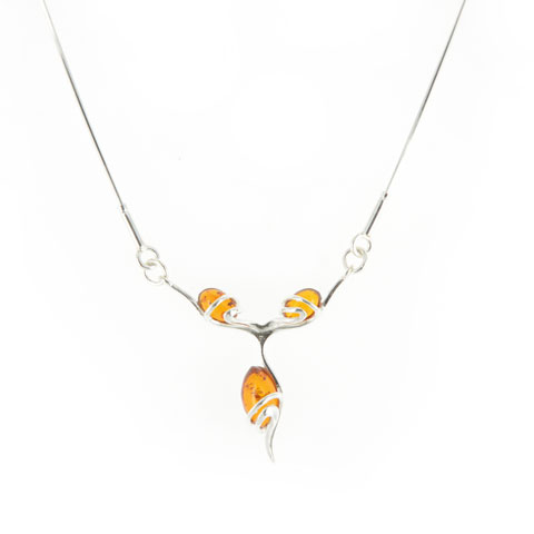 Loredyn - collier argent 925eme et ambre cognac Loredyn - collier argent 925eme et ambre cognac