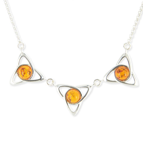 Monade Trio - collier argent 925eme et ambre Monade Trio - collier argent 925eme et ambre