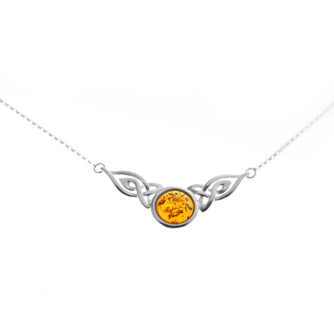 Celtique - collier argent 925eme et ambre cognac Celtique - collier argent 925eme et ambre cognac