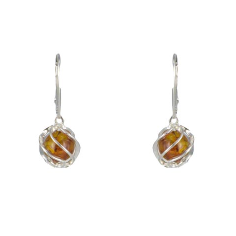 Shona - boucles d'oreilles argent 925eme et ambre cognac Shona - boucles d'oreilles argent 925eme et ambre cognac
