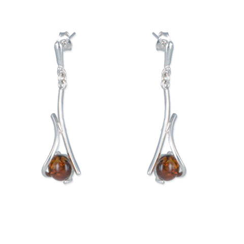 Ailys - boucles d’oreilles argent 925eme et ambre cognac Ailys - boucles d’oreilles argent 925eme et ambre cognac
