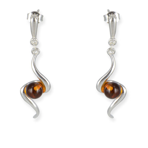 Cieran - boucles d’oreilles argent 925eme et ambre cognac Cieran - boucles d’oreilles argent 925eme et ambre cognac