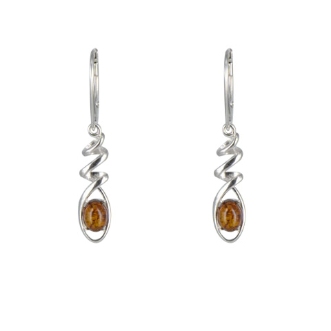Drev - boucles d'oreilles argent 925ème et ambre cognac Drev - boucles d'oreilles argent 925ème et ambre cognac