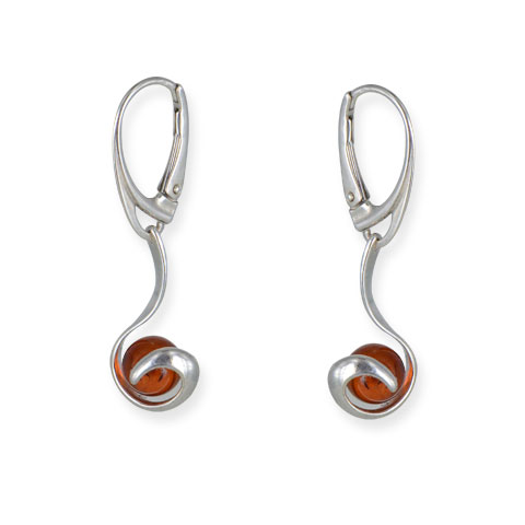Brivel - boucles d'oreilles argent et ambre cognac Brivel - boucles d'oreilles argent et ambre cognac