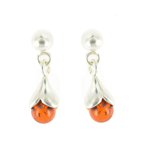 Lidae - boucles d’oreilles argent 925eme et ambre cognac Lidae - boucles d’oreilles argent 925eme et ambre cognac