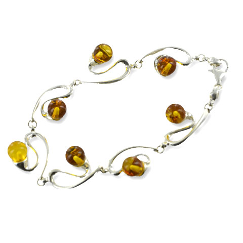 Cieran - bracelet argent 925eme et ambre cognac Cieran - bracelet argent 925eme et ambre cognac