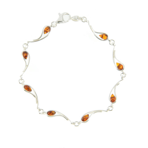 Ondan - bracelet argent 925eme et ambre cognac Ondan - bracelet argent 925eme et ambre cognac