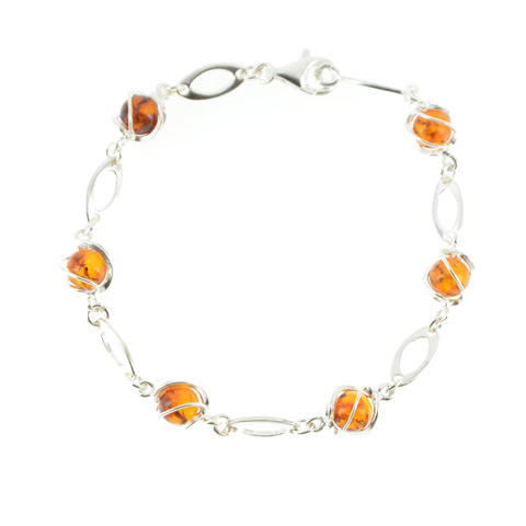 Shona - bracelet argent 925eme et ambre cognac Shona - bracelet argent 925eme et ambre cognac