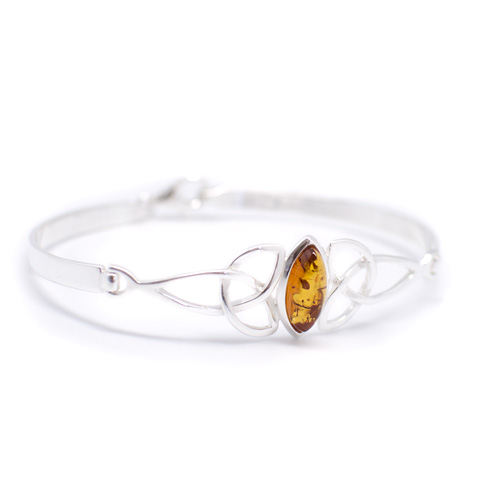 Monade - Bracelet semi-rigide argent 925ème et ambre cognac Monade - Bracelet semi-rigide argent 925ème et ambre cognac