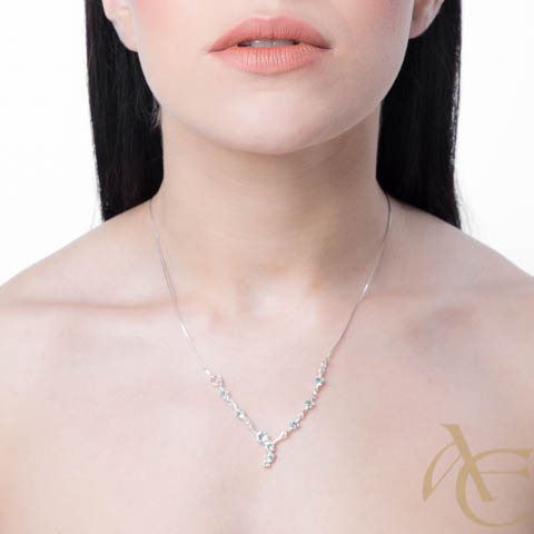 Charme - collier argent 925ème et oxydes de zirconium bleus Charme - collier argent 925ème et oxydes de zirconium bleus
