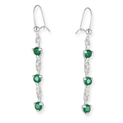 Charme - boucles d’oreilles argent 925ème et agate verte Charme - boucles d’oreilles argent 925ème et agate verte