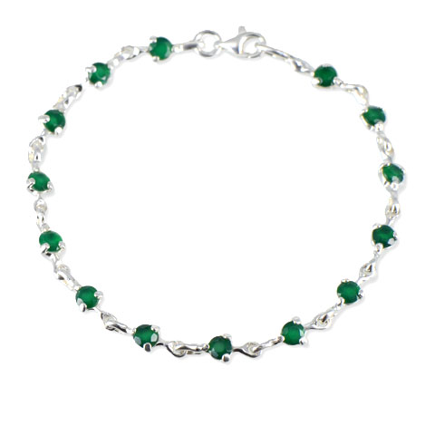 Charme - bracelet argent 925ème et agate verte Charme - bracelet argent 925ème et agate verte