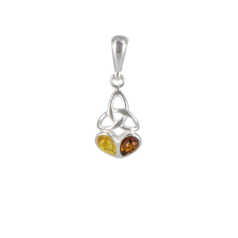 Ambre et Celtes - Pendentif monade argent et ambre jaune/cognac Ambre et Celtes - Pendentif monade argent et ambre jaune/cognac