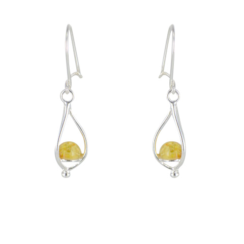 Lanterne - Boucles d`oreilles argent et ambre jaune Lanterne - Boucles d`oreilles argent et ambre jaune