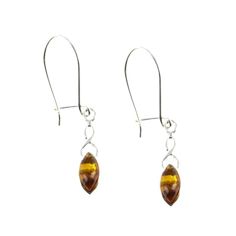 Ambre et Celtes - Boucles d’oreilles demi-monade argent et ambre Ambre et Celtes - Boucles d’oreilles demi-monade argent et ambre