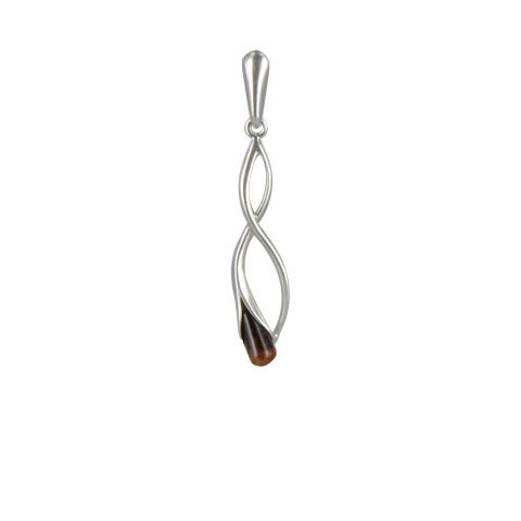 Goutte d’Ambre - Pendentif Courbes argent et ambre cognac Goutte d’Ambre - Pendentif Courbes argent et ambre cognac