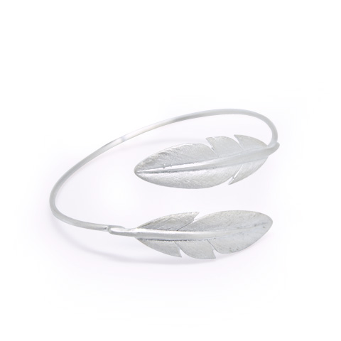 Nature - Plume bracelet symétrique ajustable argent 925ème Nature - Plume bracelet symétrique ajustable argent 925ème