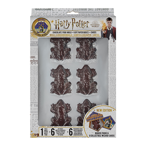 Moule à Chocogrenouille en chocolat + 6 boîtes Chocogrenouille + 6 cartes des sorciers - Harry Potter Moule à Chocogrenouille en chocolat + 6 boîtes Chocogrenouille + 6 cartes des sorciers - Harry Potter