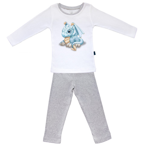 Bébé Dragon - Joyeux - Pyjama Bébé manches longues - Coton - Gris Chiné