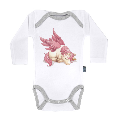 Bébé Licorne - Rêveuse - Body Bébé manches longues - Coton - Blanc Bébé Licorne - Rêveuse - Body Bébé manches longues - Coton - Blanc