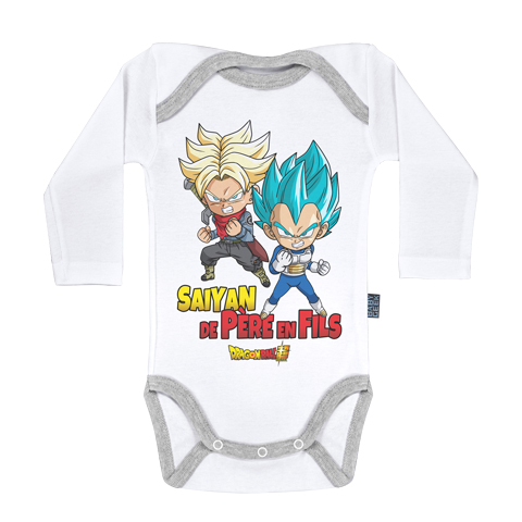 Saiyan de père en fils - Trunks et Vegeta - Dragon Ball Super - Body Bébé manches longues