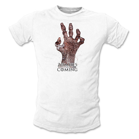 Zombies are Coming - T-shirt Homme Coton Blanc Zombies are Coming - T-shirt Homme Coton Blanc